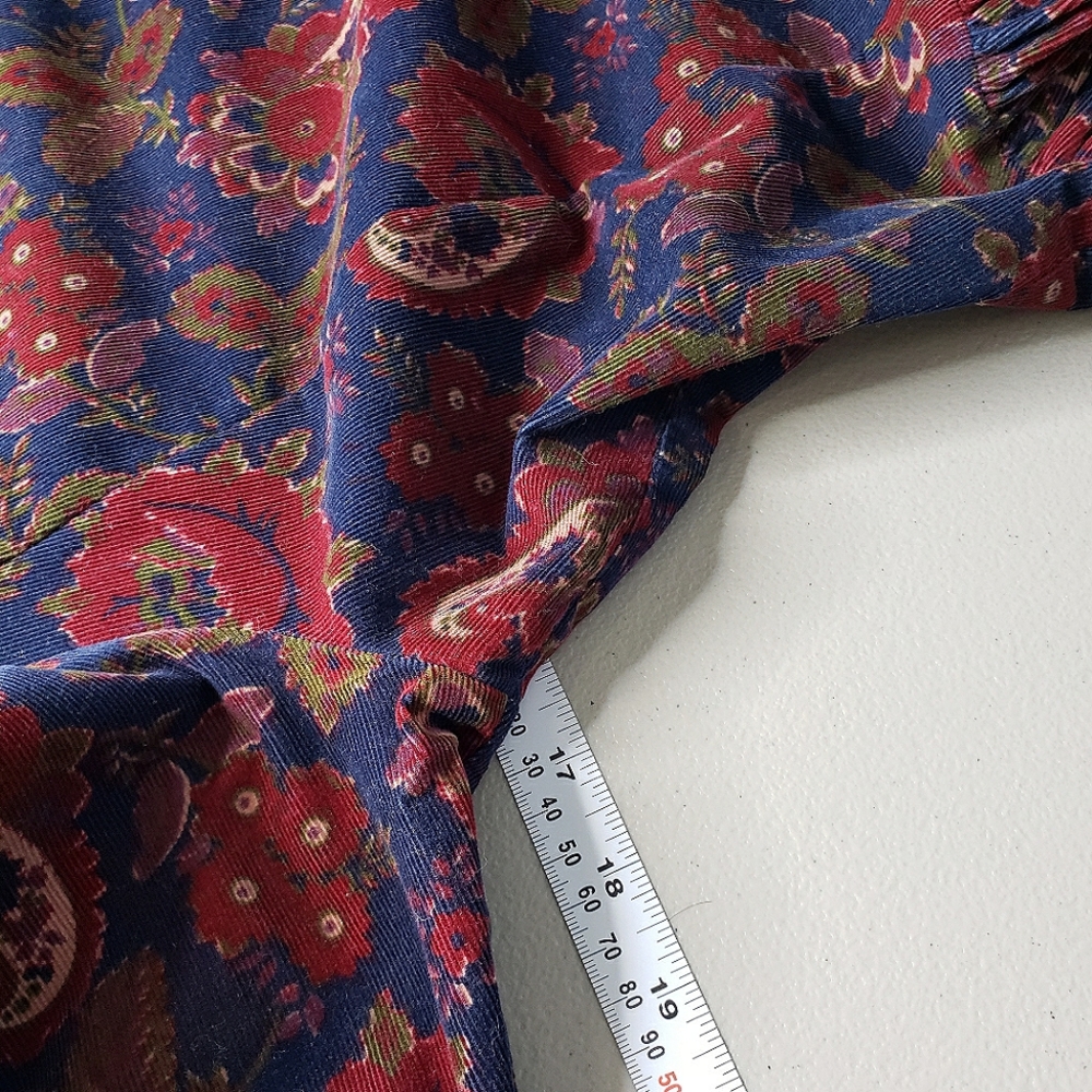 Vintage Laura Ashley Drop Waist Midi Dress Floral Paisley Corduroy Cottage s/m - Picture 15 of 17